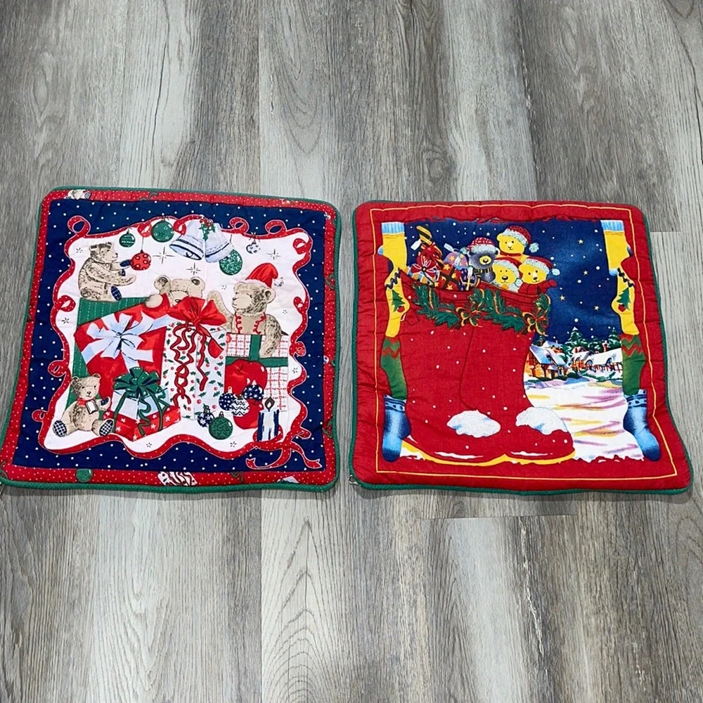 Christmas decorative pillow cases 15x15 country style set of 2